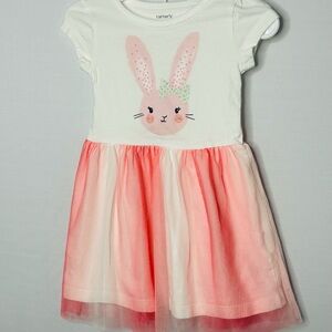 Carter's White and Pink Bunny Dress